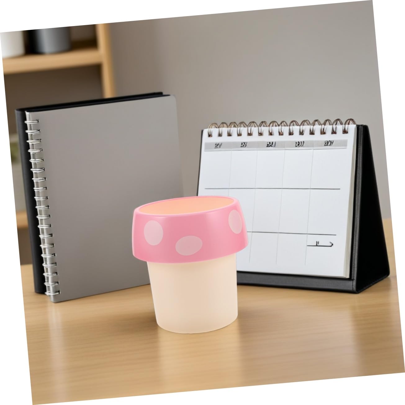 Luxshiny Cute Mushroom Desktop Trash Can Mini No Lid Creative Waste Bin for Office and Home Compact Cartoon Design Lightweight Versatile Usage for Nursery and Kitchen