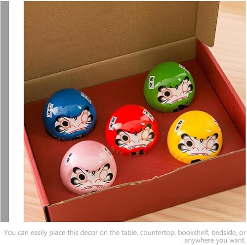 Miniatura 9 de Ciieeo Muñeca japonesa Daruma Estatua Zen Estatua Daruma Muñeca tambaleante de cerámica Daruma Bodhidharma Decoraciones japonesas Rojo