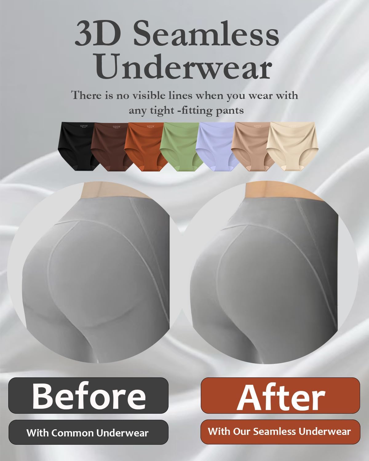 Womens Underwear High Waist Tagless 7 Pack Panties Seamless Full Coverage Briefs Silky Stretch - Image 3