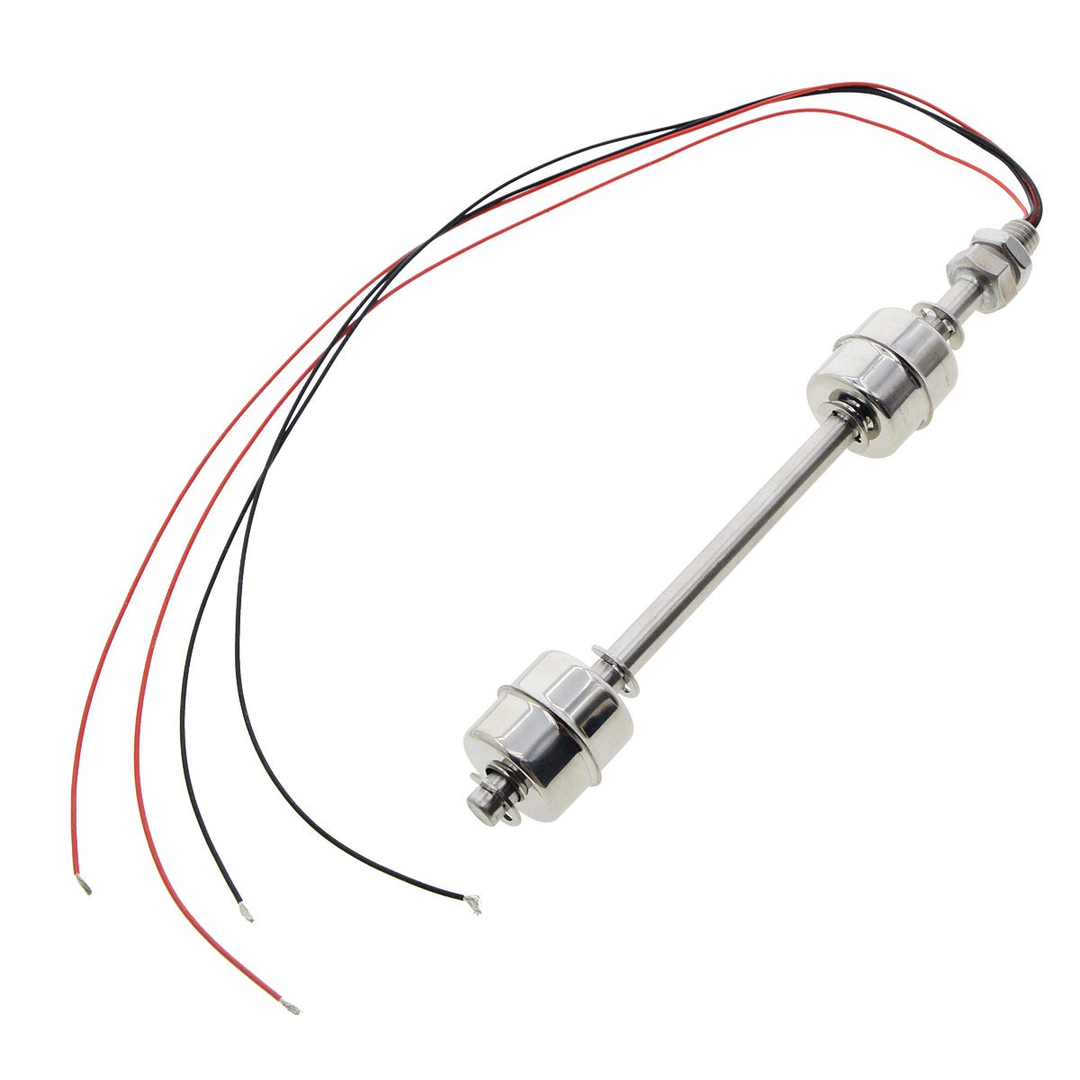 YXQ 180mm Stainless Steel 2 Channel Liquid Water Level Sensor Monitor Vertical Float Switch Fish Tank M10,10W 0.5Amp