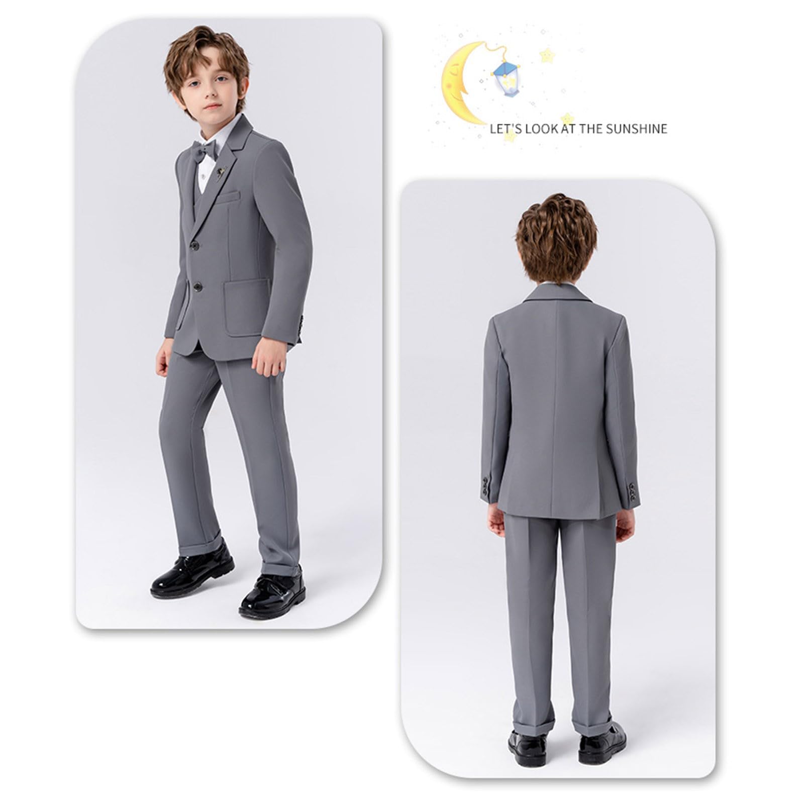 Generisch Niños Niño Bebé Niño Primavera Otoño Plaid Manga Larga Camisa Pantalones Abrigo Pajarita Trajes 5 piezas Traje Vestir