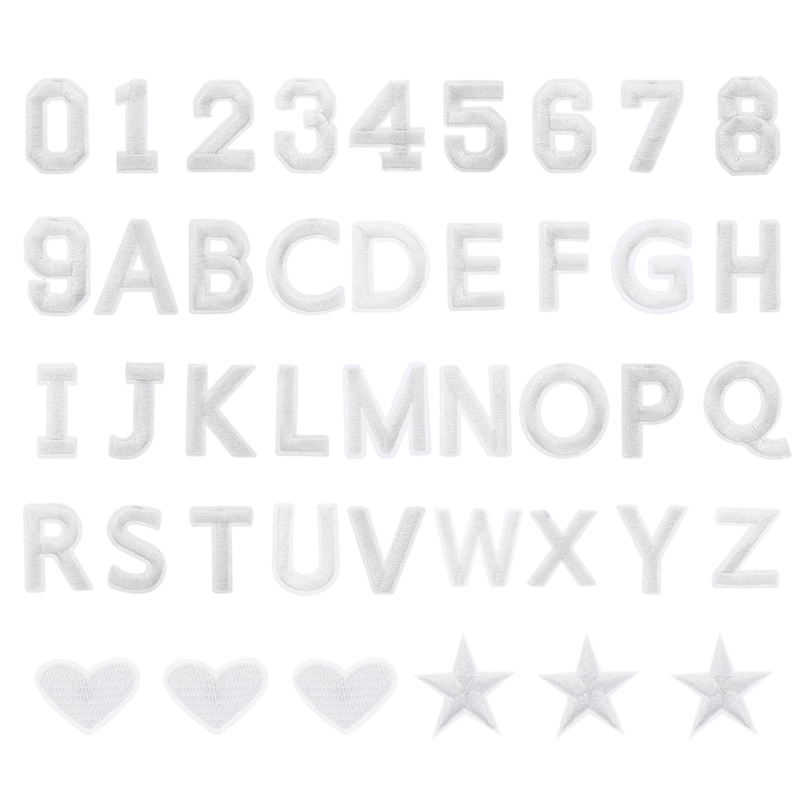 sourcing map 78 Pcs Iron on Letters and Numbers, 2 Inch A-Z Letter Patches and 0-9 Number Patches for Clothing White Iron on Numbers Small Embroidered Patches for Jacket Clothes Hat Sock DIY