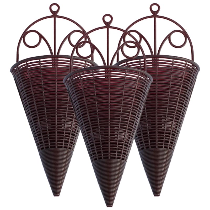 Alasum Rattan Hanging Basket 12.40X5.51X2.76In Lightweight Woven Wall Planter 3-Pack Rustic Decorative Flower Basket for Indoor Outdoor Home Garden Balcony Storage