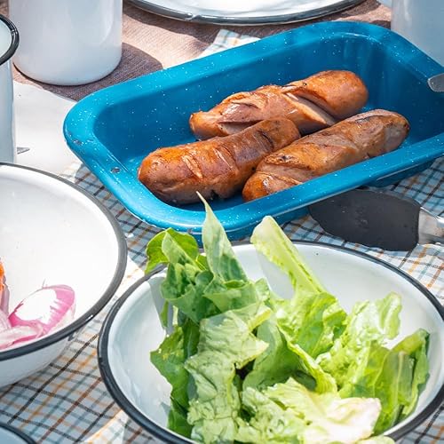 Miniatura 2 de Cinsa Juego de 6 cuencos de acero esmaltado de 7 pulgadas, cuencos duraderos para interiores y exteriores, para campamento y decoración de granja,