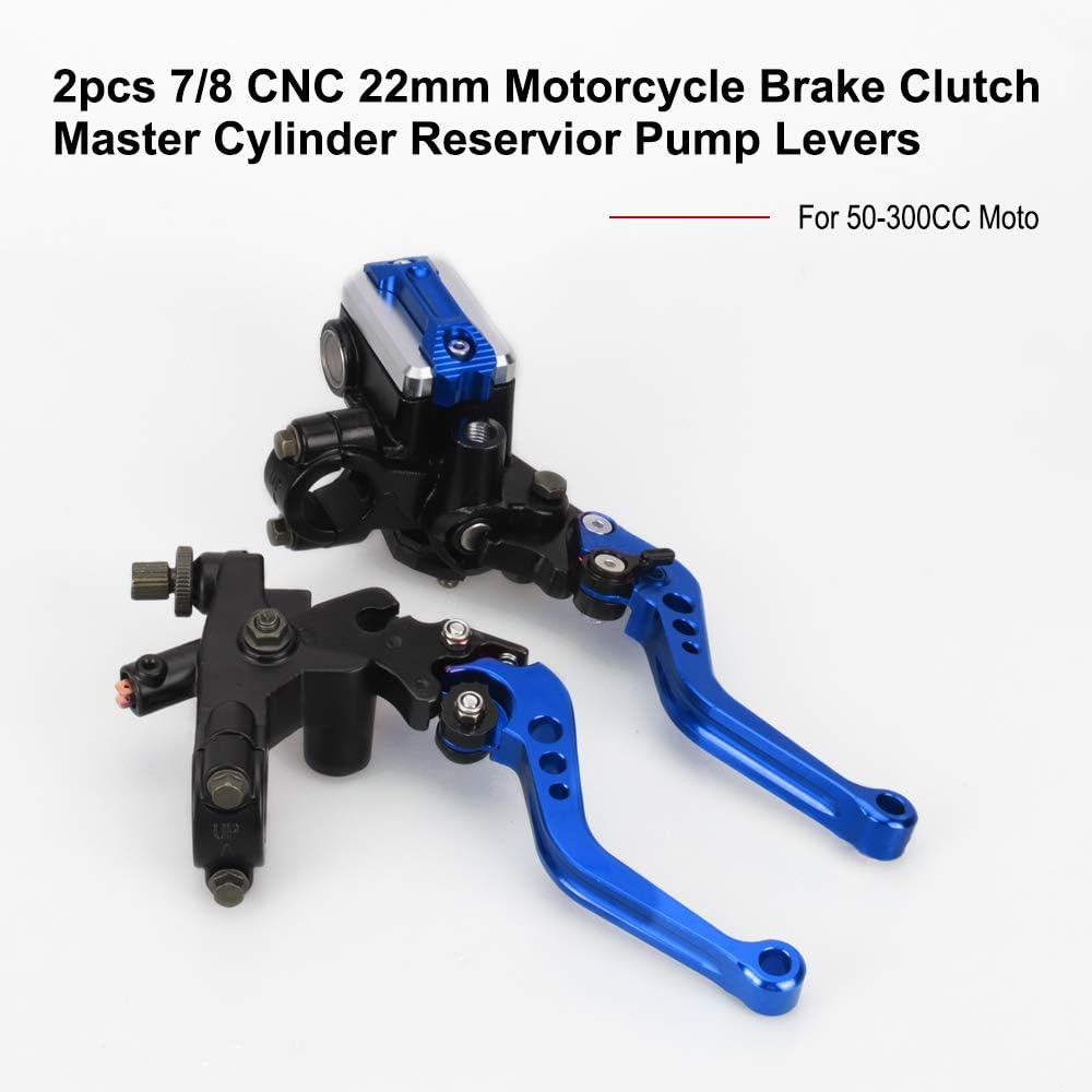 LKV Motorcycle Clutch Brake Levers Set - Universal 7/8" 22mm Handlebar Brake Master Cylinder Clutch Lever Left & Right Set for Honda Yamaha Kawasaki Suzuki