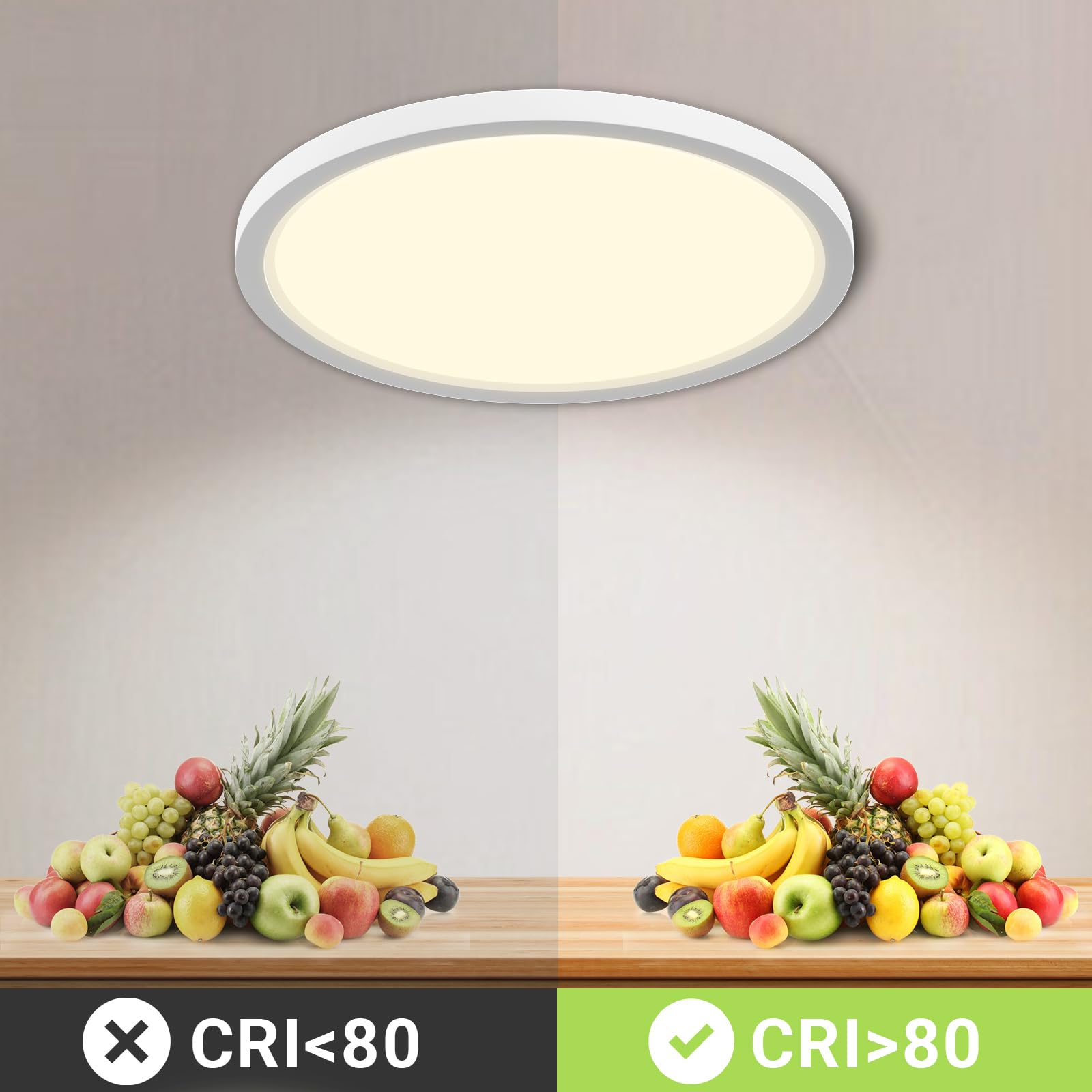 LQWELL® LED Plafoniera, IP44 Impermeabile Lampada da Bagno Rotonda Piatta 36W 4000K 4320LM Moderna Lampada Semplice Sottile per Soggiorno Camera da Letto Cucina Seminterrato Ufficio, 400 * 24mm