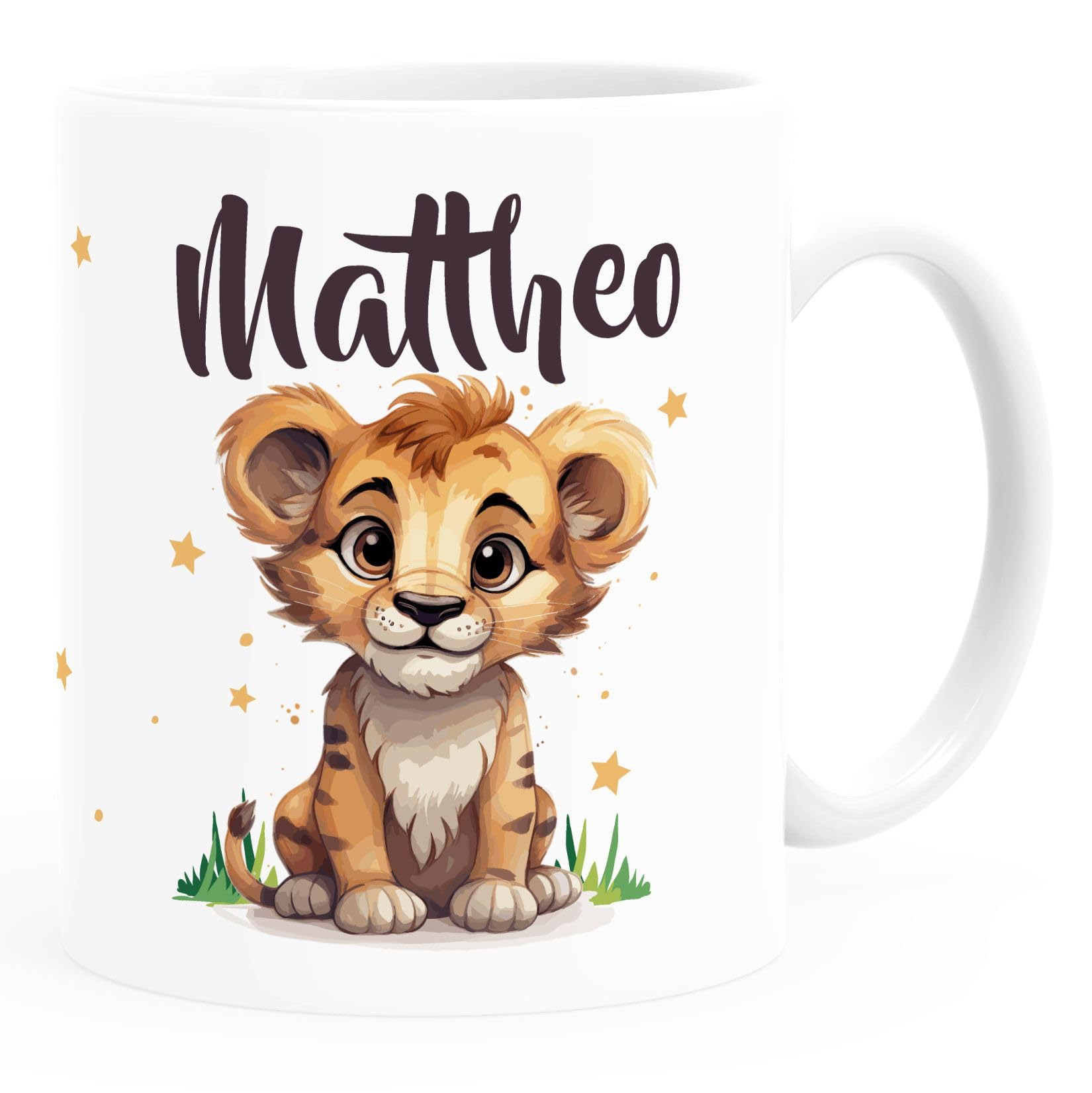 Personalisiert Kinderbecher Mit Löwen-Motiv – Kunststoff, 320 Ml, Mit Namen, In Deutschland Bedruckt