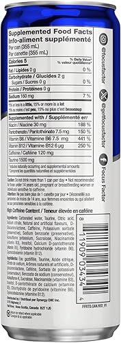 Miniatura 3 de Bebida energética Focus Factor - 12 latas de 355ml (sabor ponche de frutas) - con Focus + Energía - Ligeramente carbonatada, sin azúcar, bajas