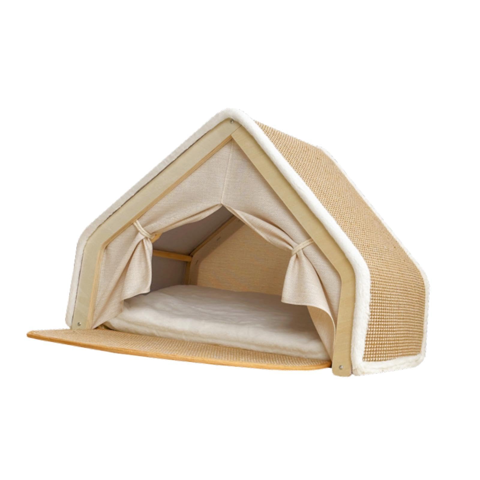 Lit pour Animaux de Compagnie pour Chats avec Planche de Sisal et Structure de Tente, L
