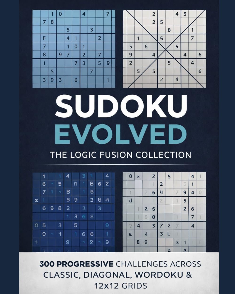 Sudoku Evolved: THE LOGIC FUSION COLLECTION: 300 Progressive Challenges Across Classic, Diagonal, Wordoku & 12x12 Grids