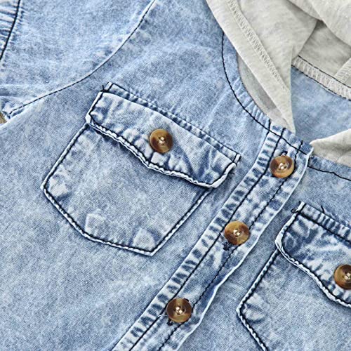 Toddler Boys Girls Short Sleeve Denim Hooded Coat Kids Tops T Shirt with Pocket 3t Winter Clothes for Girls2