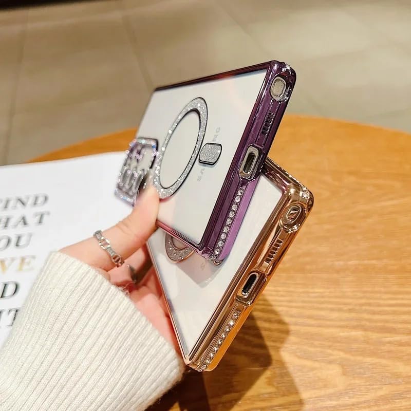 Image of for Samsung S26 Ultra 5G Glitter Case,Luxury Bling Rhinestone Diamond Plated Bumper Case,MagSafe, Sparkle Camera Lens Protection Clear Back Cover for Samsung S26 Ultra 5G (Purple)