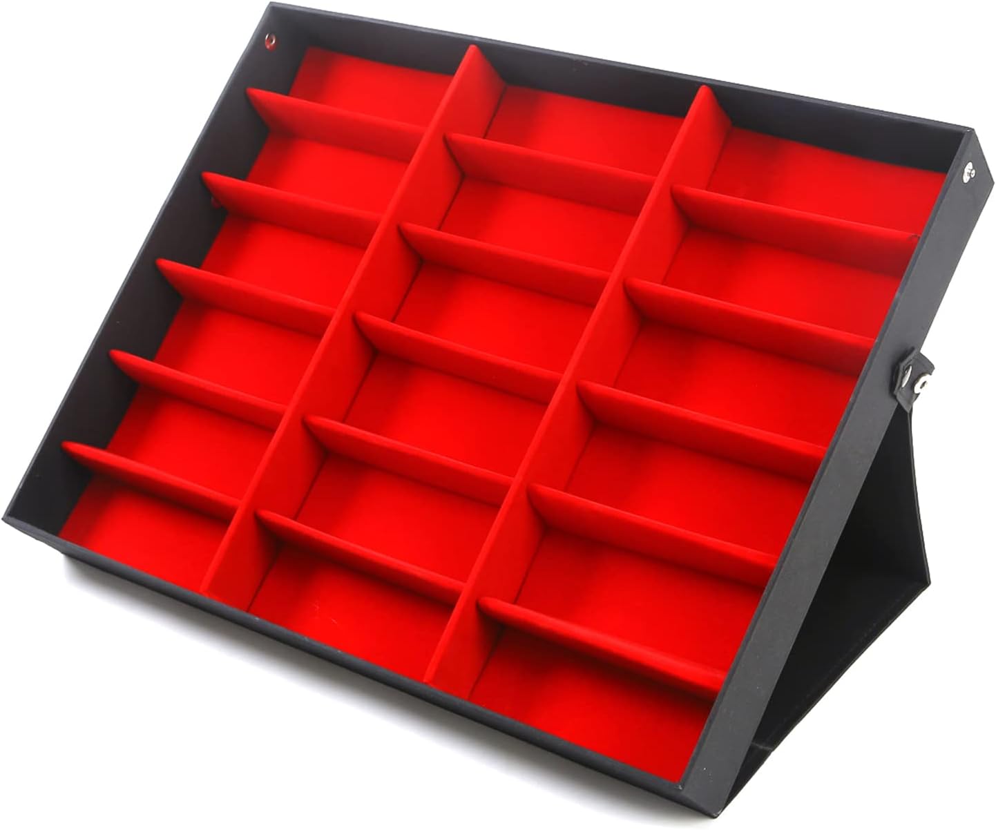 18 Slot Sunglasses Organizer, 18.7 * 14.7 * 2.2in Multiple Eyeglasses Display Case, Glasses Storage Case for Women and Men (Black, Red)