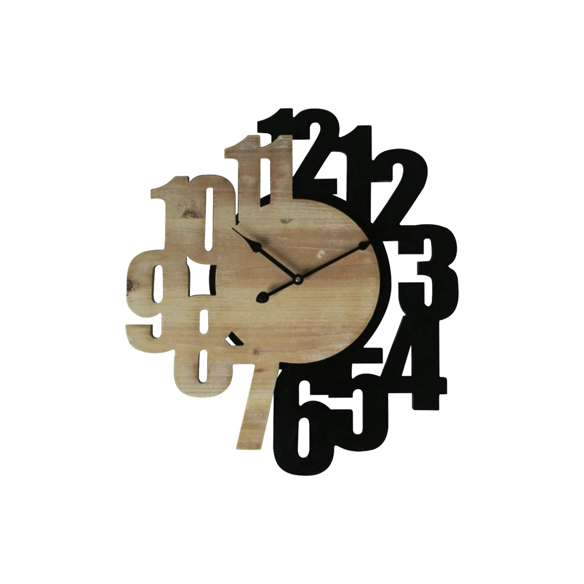 Rebecca Mobili Reloj Moderno, Relojes De Pared, MDF, Negro Marrón, Números Grandes, para Cocina - Medidas: 56,5 x 50 x 4,5 cm (A x AN x FON) - Art. RE6568