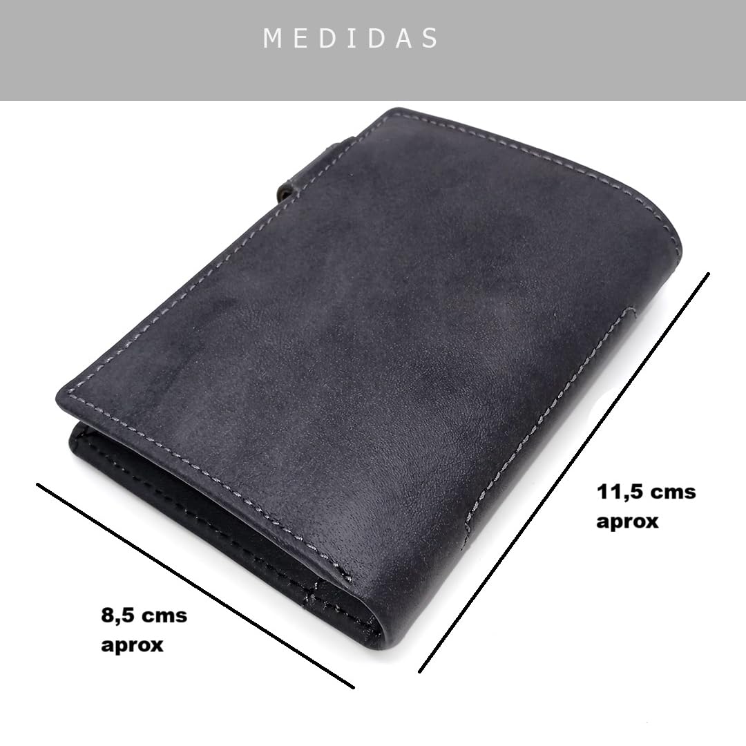 Cartera Hombre Monedero Piel - Hecho a Mano - RFID - 18963 Negro