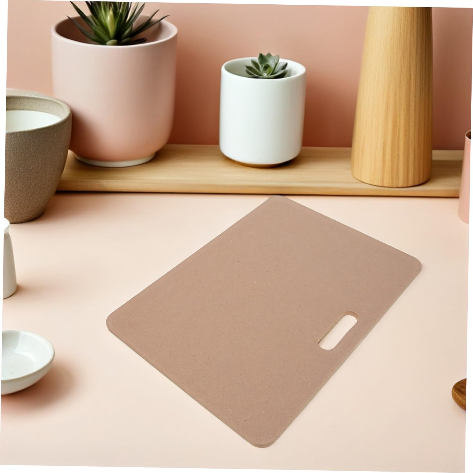 Homoyoyo Planche à Modeler Argile avec Poignée Surface Antiadhésive Bois Plateau de Séchage Réversible pour Poterie et Modelage Main