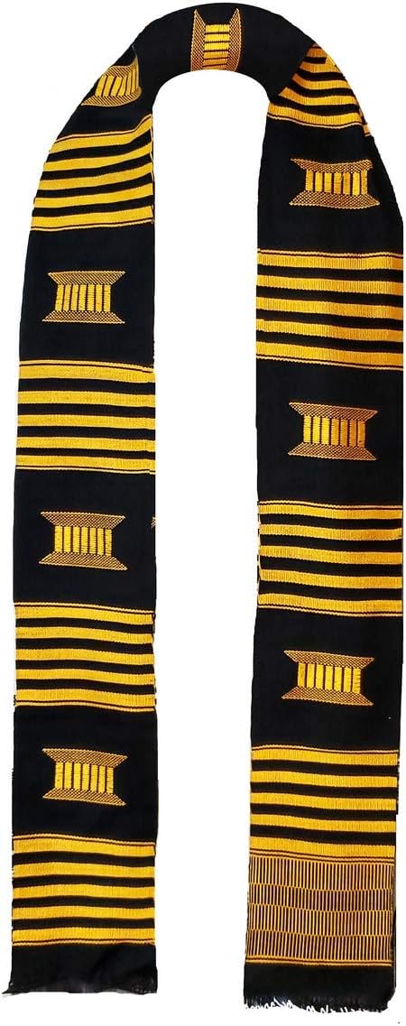 Dupsie's Black and Gold Kente Cloth Stole/Sash. Graduation