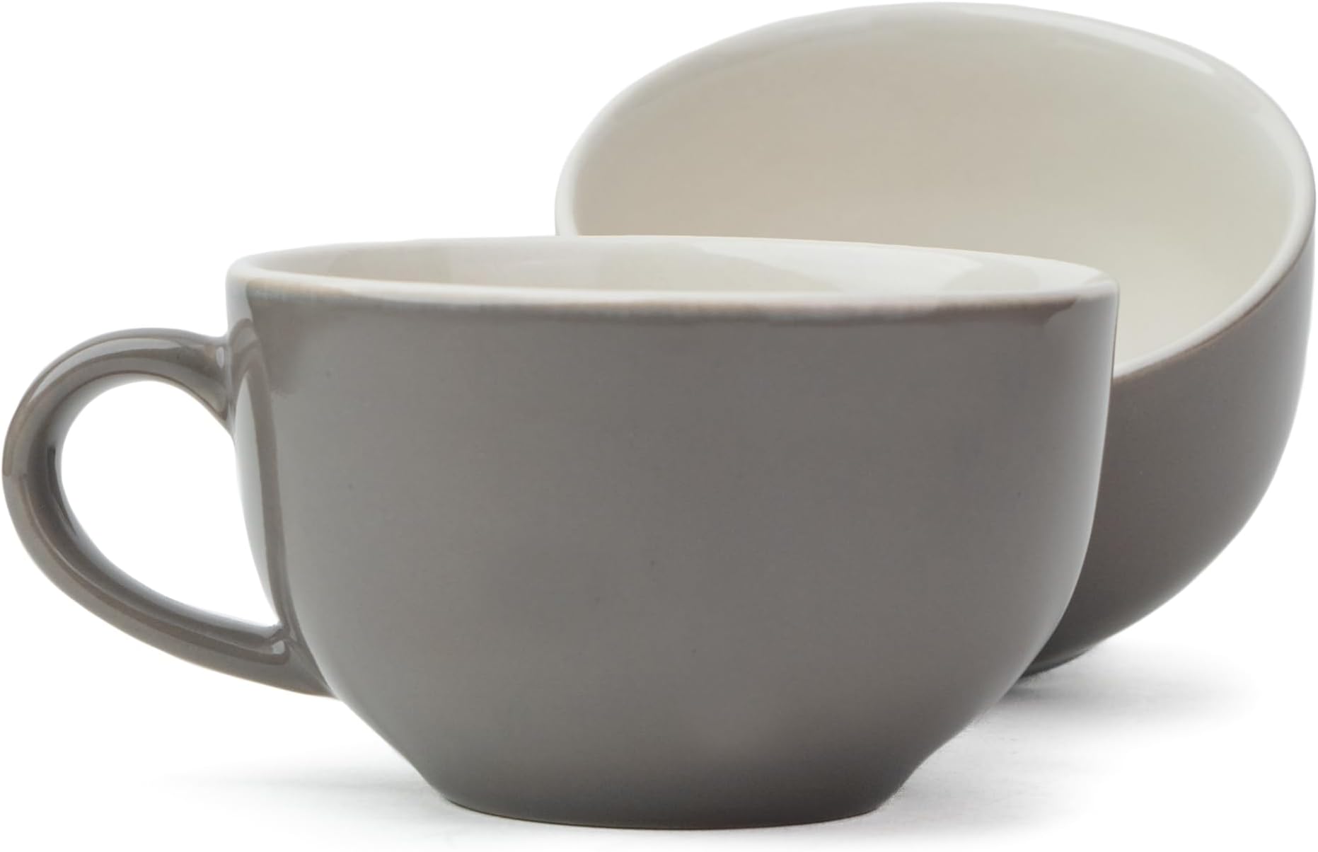 - Shay Large Ceramic Coffee Cup Set of 2, Grey, 320ml | Cappuccino Cup | Glossy Finish | Large Ceramic Coffee Cup | Microwave Safe (XL Cuppa - Grey Ivory)