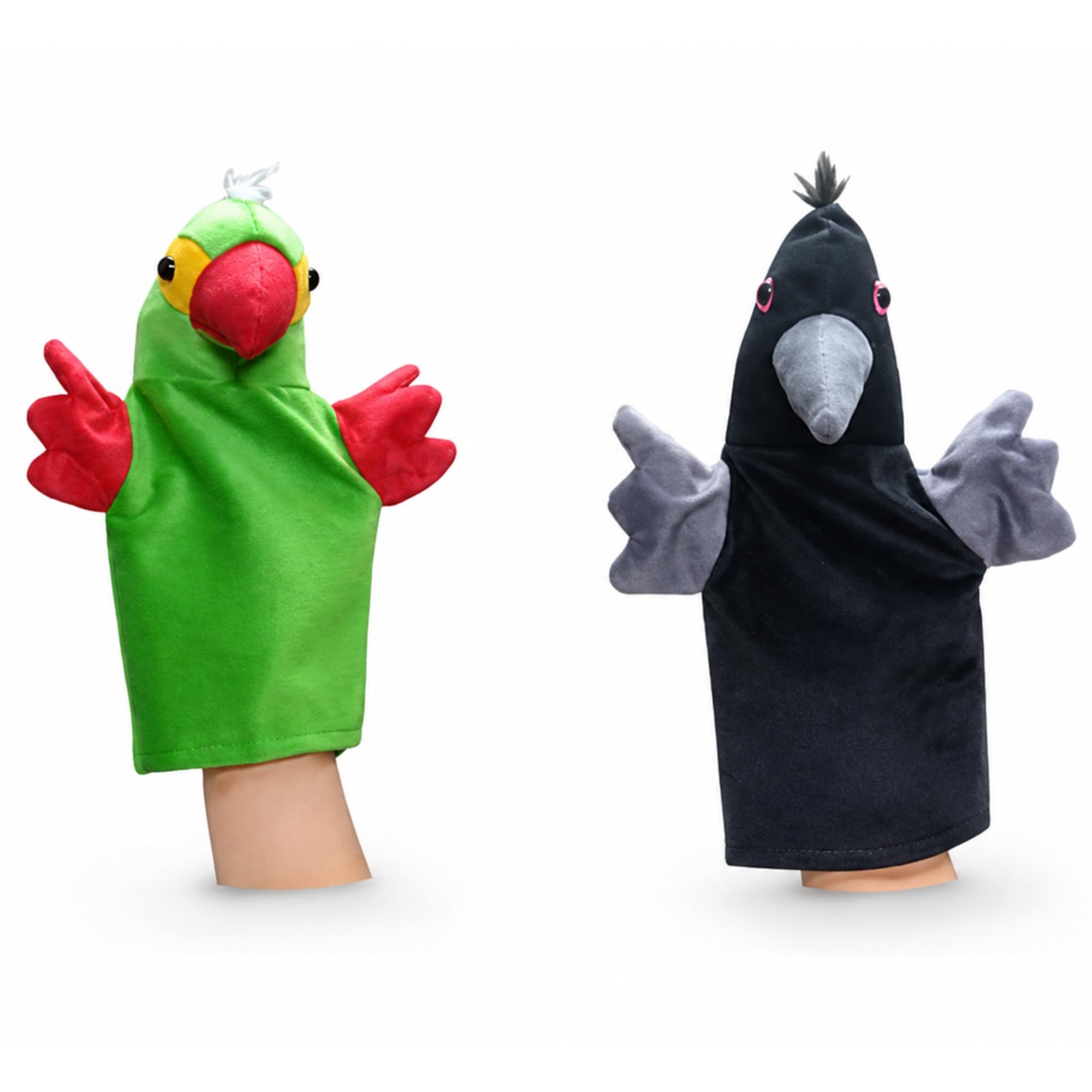 Wild Domestic Animals & Birds Storytelling Hand Puppets Rabbit & Tortoise | Hand Puppet for Babies | Hand Puppets for Kid's Learning Playing/Gift for Kids | Puppet Toy (Crow&Parrot)-image-3