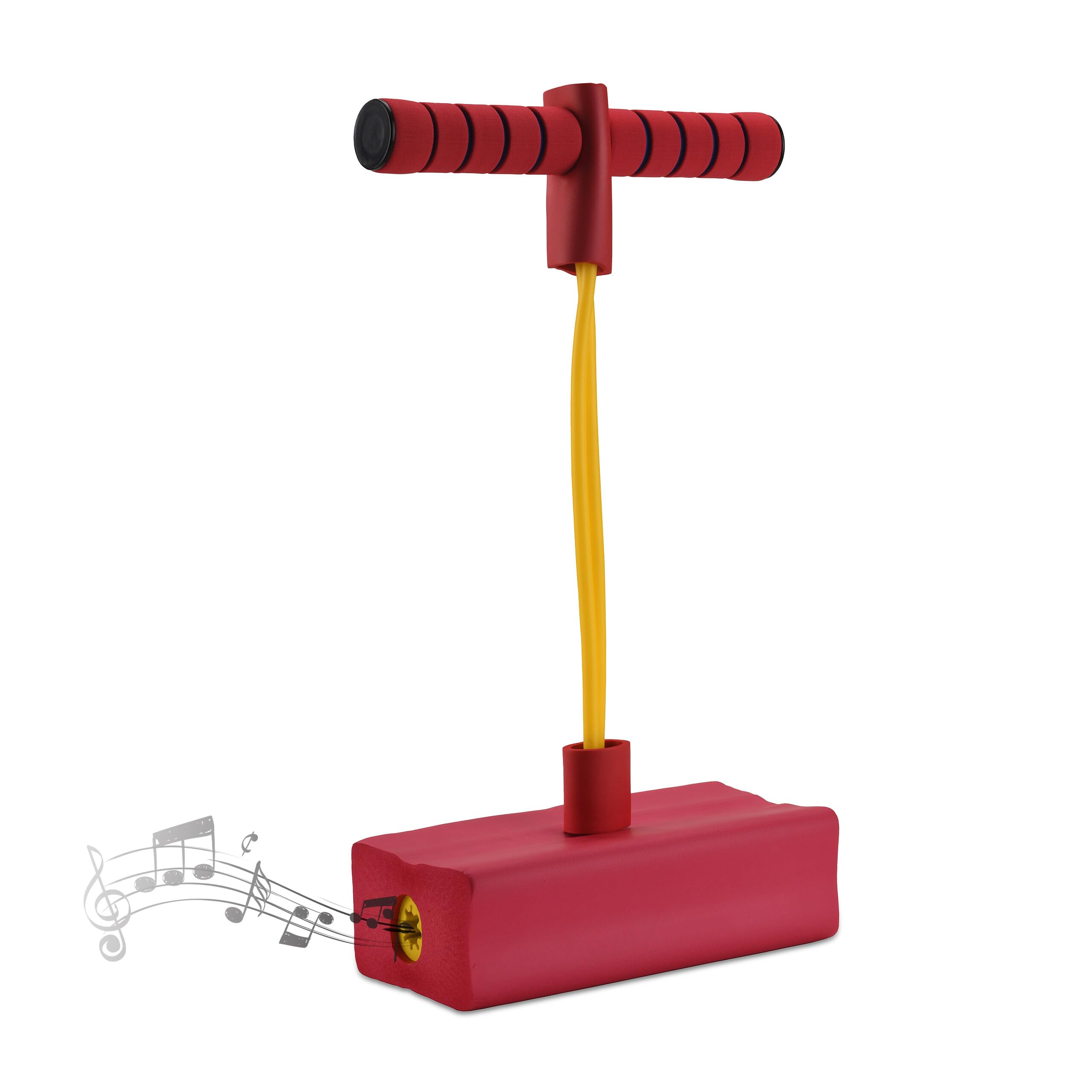 Relaxdays Pogo Jumper for Kids, Up to 80kg, Outdoor Bungee Hopper with Squeaker, Foam, Red, 42x22x10cm