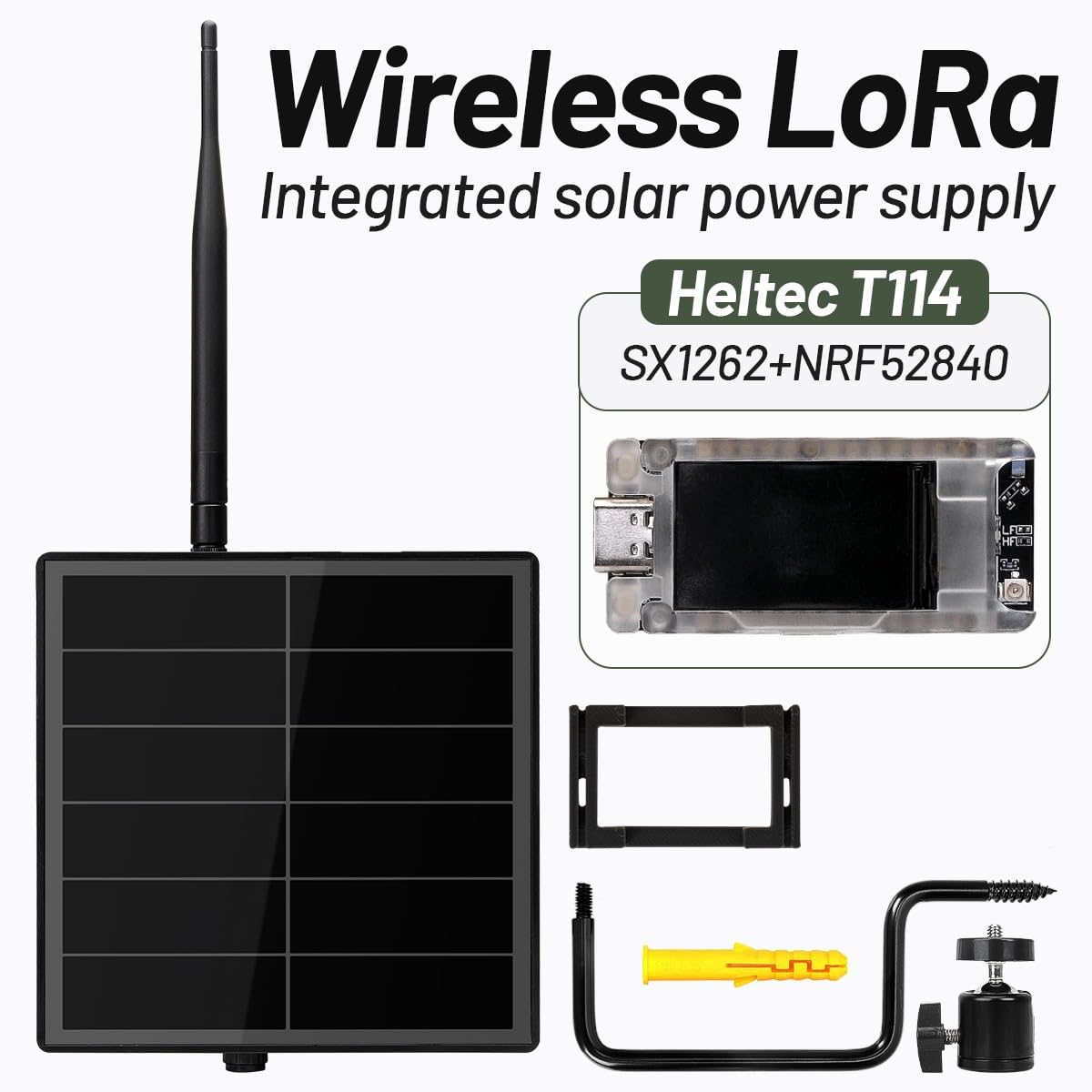 Keepteen D5L-H4 - Kit solare LoRa, ripetitore in rete, 5 W, pannello solare con modulo Heltec T114 LoRa, compatibile con tastiera/mesh core, 868 MHz e GPS, installazione rapida Bluetooth