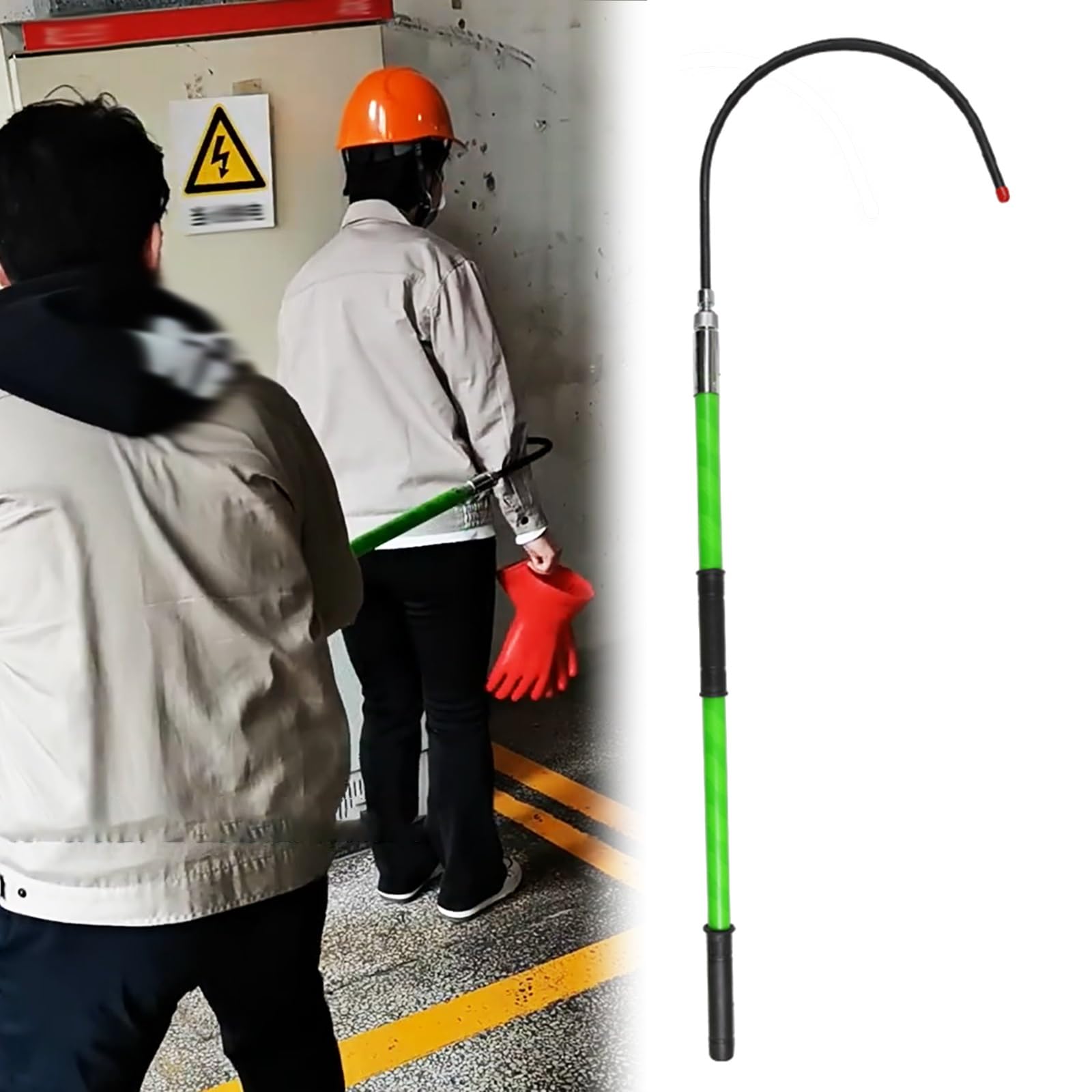 GLETSF Emergency Rescue Hook with Insulated Pole, High Voltage Safety Body Rod for Fire and Electrical Professionals (Yellow 1m/3.3ft/39.4in),Yellow-1m/3.3ft/39.4in-10kv