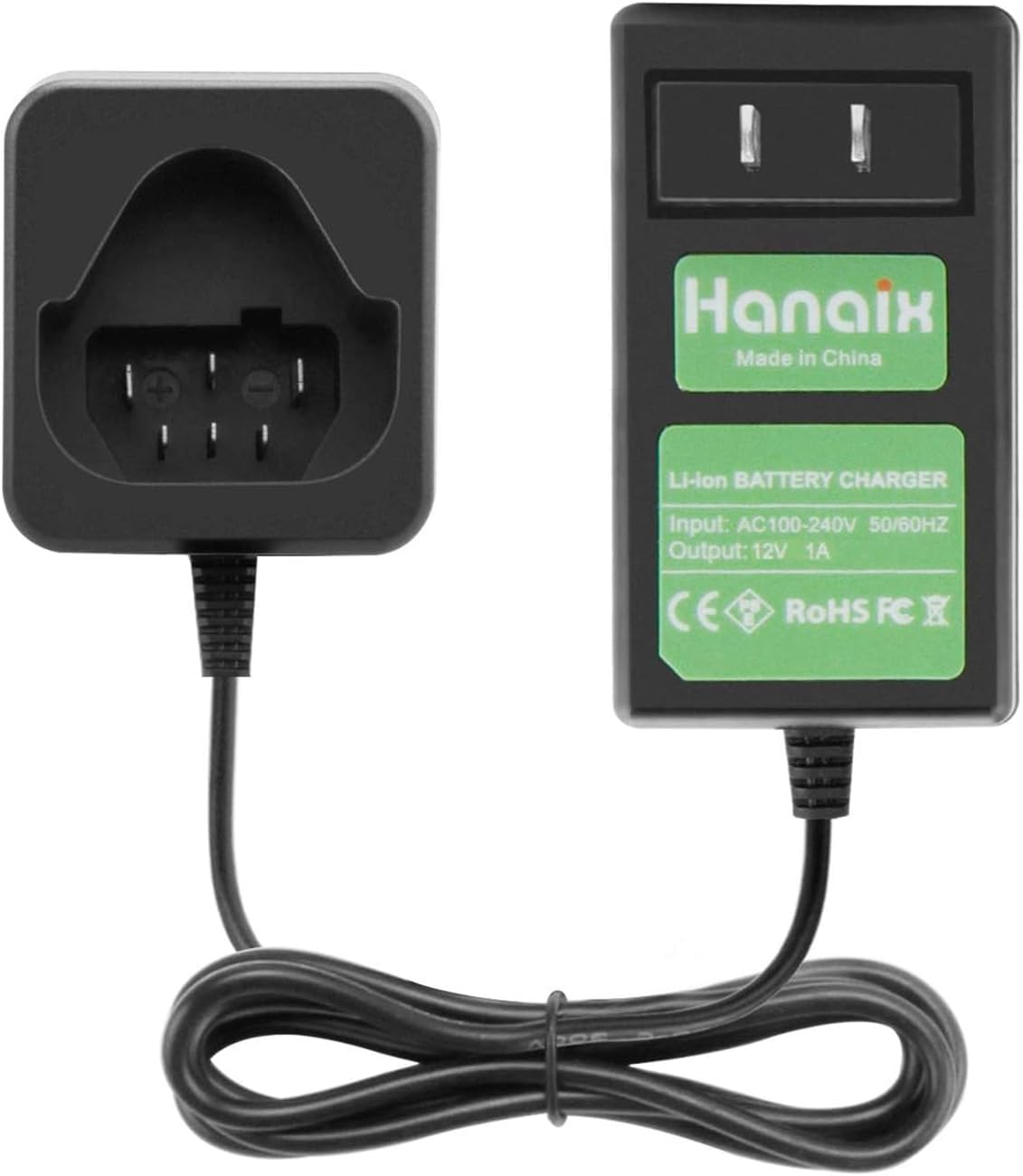 Hanaix 12V Lithium Battery Charger with a battery slot