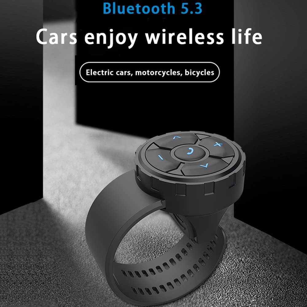 Car Motorcycle Bicycle Wireless Bluetooth 5.3 Remote Controller Phone Car Kit Steering Wheel Remote Controller Receiver Rechargeable 500mA Battery for Cell Phone Waterproof 67
