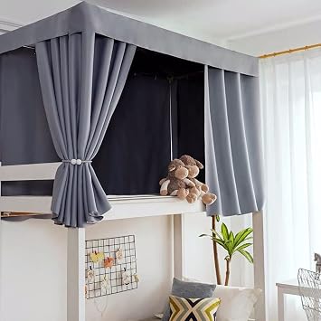 Thicker Version Bunk Bed Curtain Bed Canopy Bedroom Blackout Curtains Single Sleeper Bed Shading Curtain Dustproof Breathable Curtain Privacy Draperies Cloth Curtain Bedding for Home Students Dorm