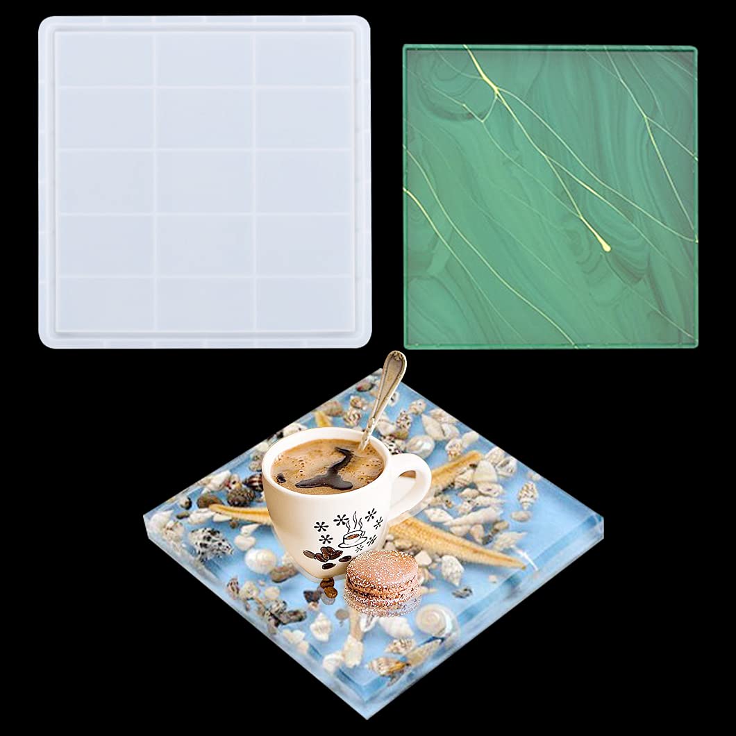 Rolin Roly Large Square Mould Large Square Tray Silicone Mold, Epoxy Coaster Mould,Plate Resin Moulds, Dish Casting Mould For Diy Crafts, Jewelry Cosmetic Fruit Snack Holder Mold And Home Decoration.