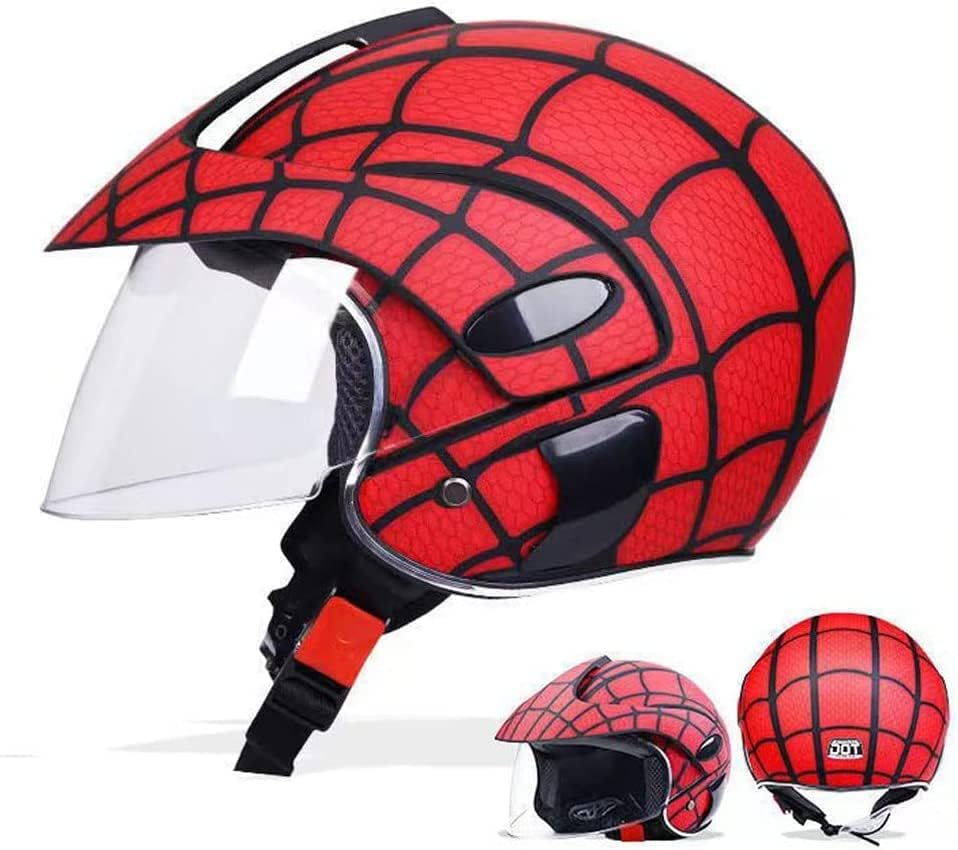 Little Riders Open Face Motorcycle Half Helmet with Sun Visor - Lightweight and Retro 3/4 Design for Kids on Vespa, Youth & Kids Bicycles Mopeds Scooters ATVs Helmet- DOT Approved