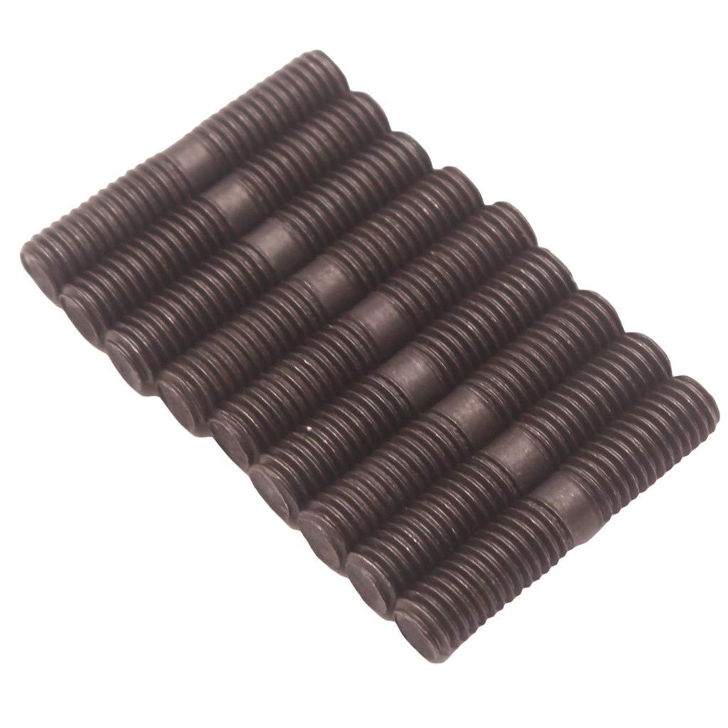 9 Pièces Goujons de M8x1.25 avec Écrou de Blocage Acier Haute Résistance pour Collecteur Échappement Adapté Automobile Compétition Tuning
