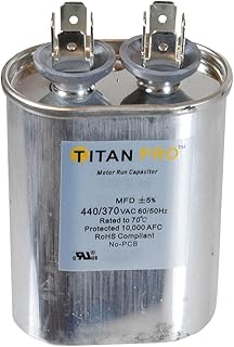 Motor Run Capacitor, 10 MFD, 3-3/16 In. H