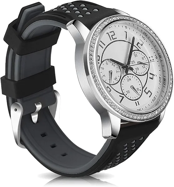 Narako Quick Release Silicone Watch Bands Divers Model Replacement Rubber Watch Strap 20mm 22mm 24mm 26mm Waterproof dot Bicolor Silver Buckle for Men and Women Sport (26mm, Gray)