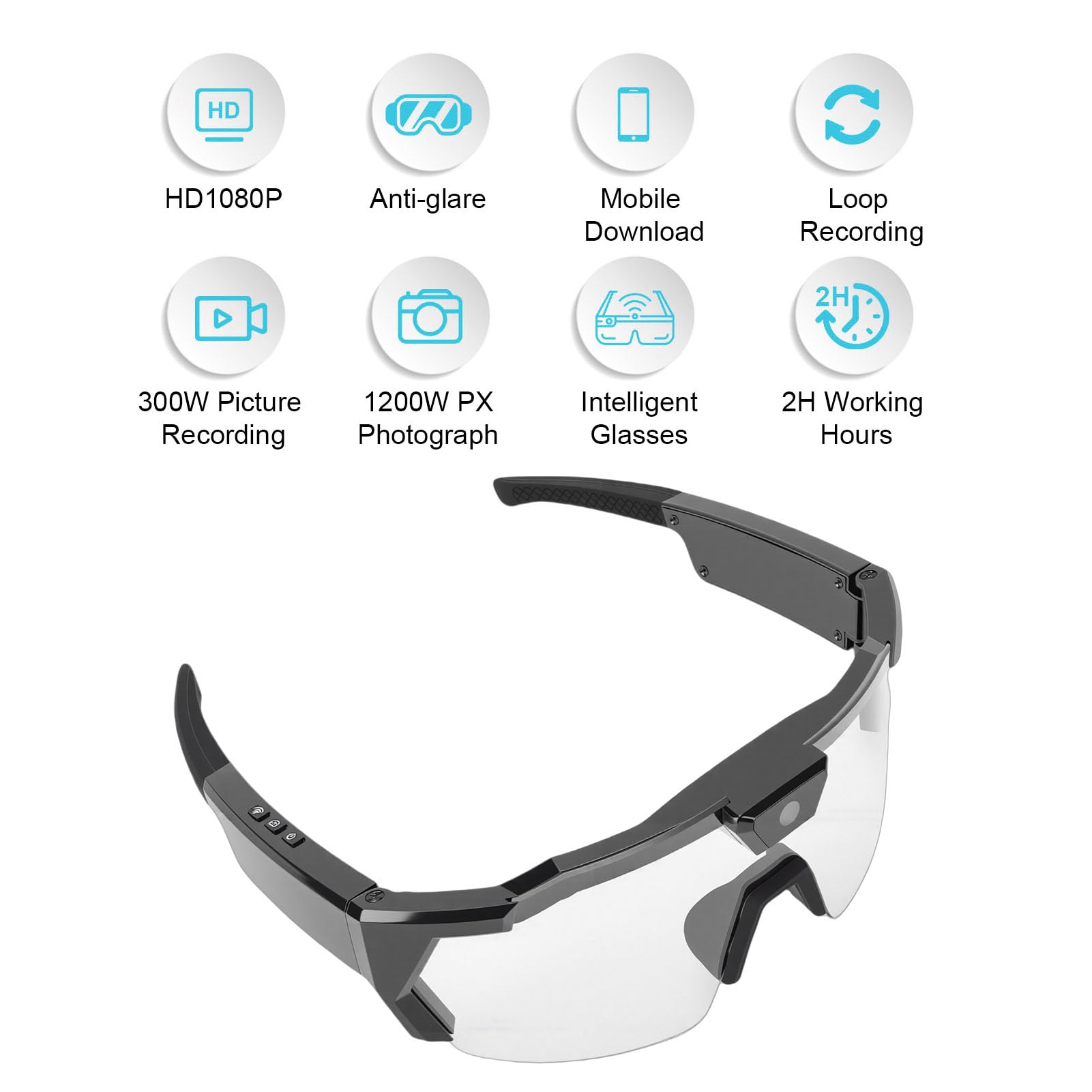 Gafas de Ciclismo con cámara HD 1080P WiFi Gran Angular Cámara Inteligente Gafas Deportivas para Actividades al Aire Libre