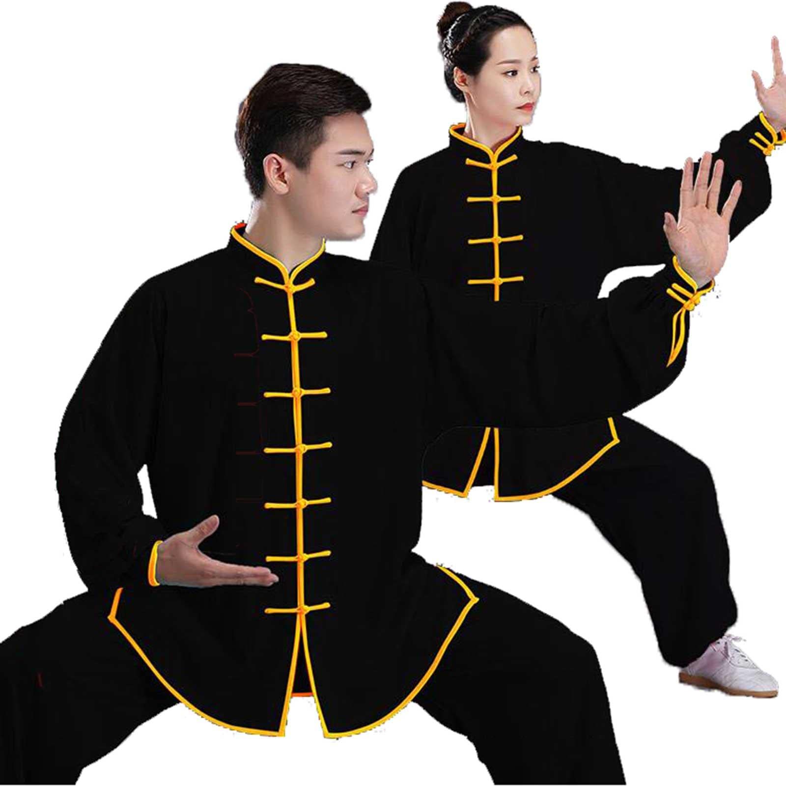 Kung Fu Tai Chi mundurek sztuki walki Wing Chun ubrania treningowe dla mężczyzn kobiet w tym ubrania i spodnie, czarny-XS