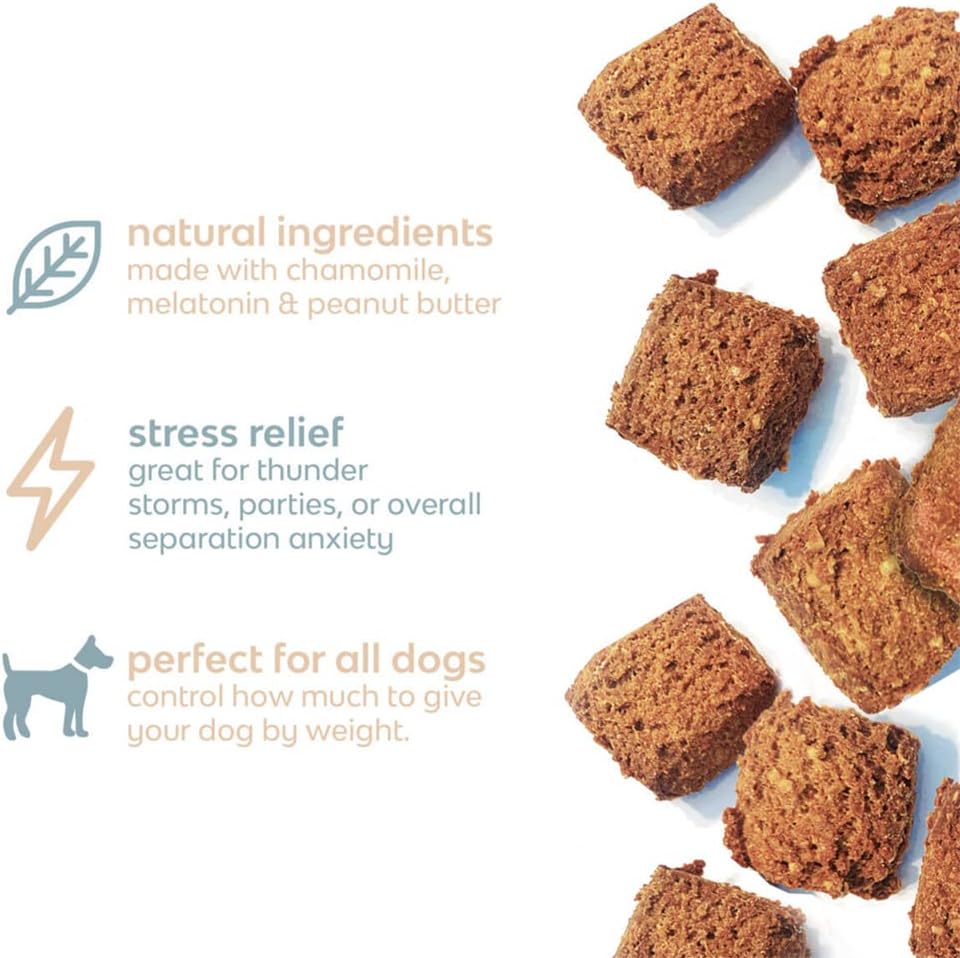 chill by mount ara CHILL Bites Calming Dog Treats for Relaxation, Made with Sweet Potato, Valerian Root, & Melatonin for Dogs (Pack of 2)