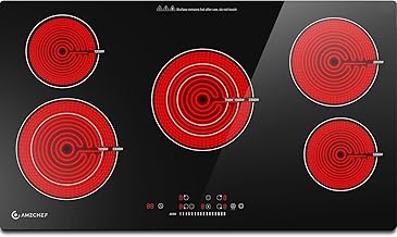AMZCHEF 8900W Electric Cooktop Electric Stove Top, 36 in Ceramic Cooktop,Child Safety Lock, Touch Control, Timer, 220-240V, Hard Wire (36 inch)