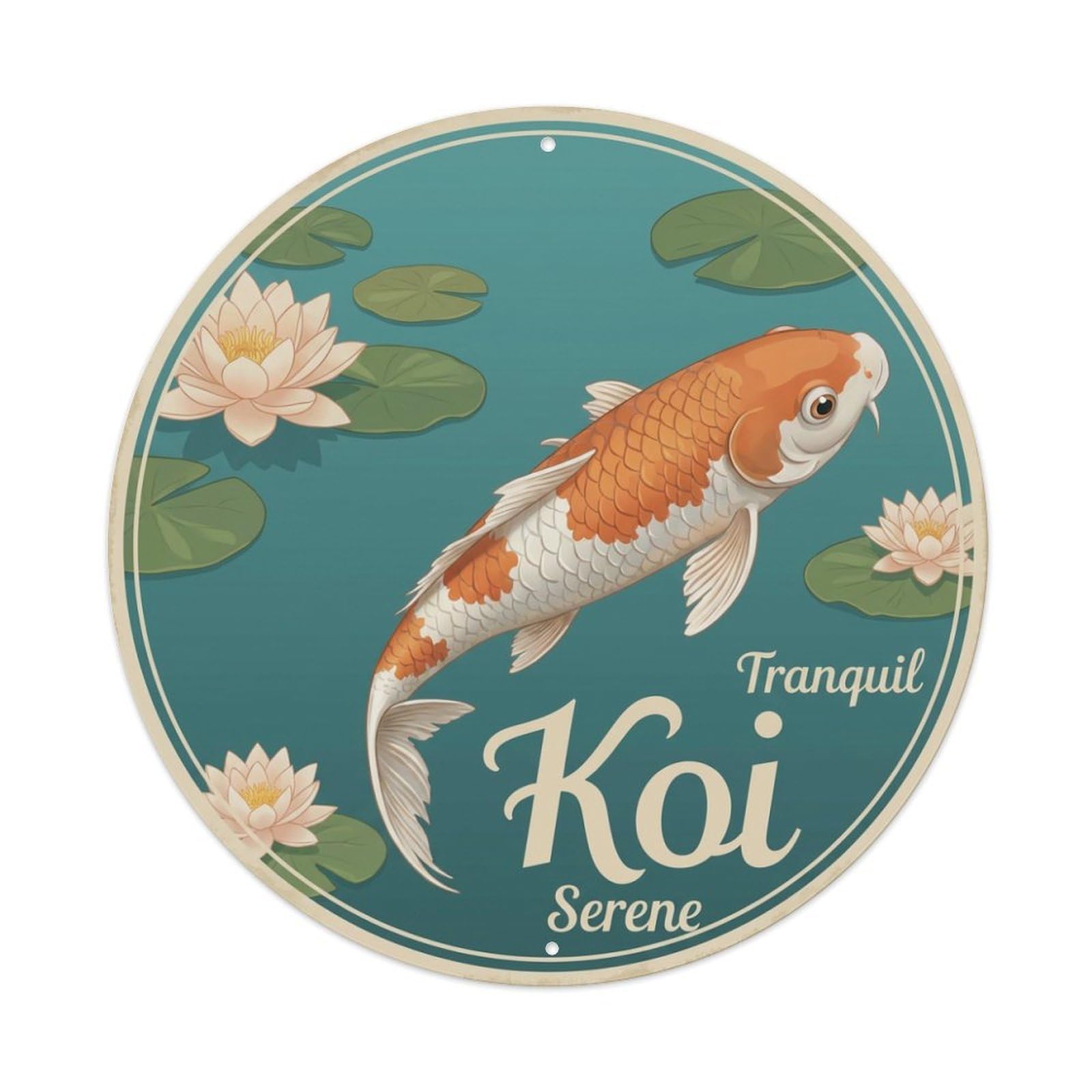 Koi Fish Tranquil Serene Calm Waters Peaceful Quiet Still Metal Tin Sign