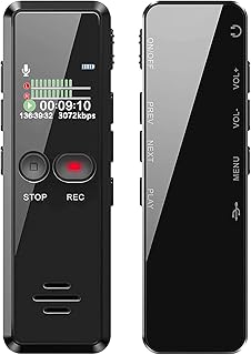 Digitales Diktiergerät 8GB 1536kbps hohe Aufnahmequalität Geräuschreduzierung One-Touch-Aufnahme,Spracherkennung, MP3, Aufnahmegerät für Vortrag, Vorlesung, Interview, Meeting usw.