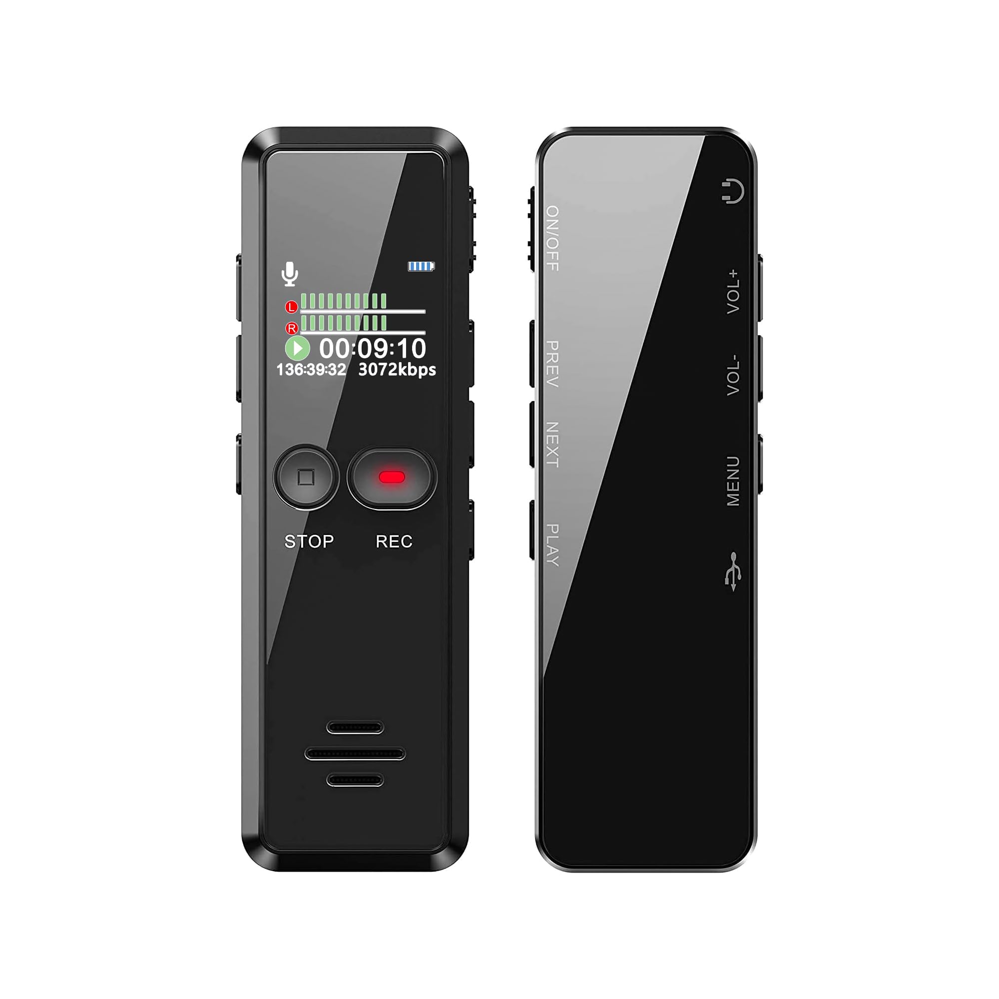 Grabadora de Voz Digital, Grabadora Audio con Una Tecla Mejorada,8G 1536 Kbps HD Grabadora de Sonido con Reproductor de MP3,USB Recargables para Conferencias Reuniones Entrevistas (64, GB)