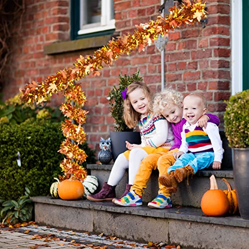 Dingion 26.2 Feet Thanksgiving Fall Tinsel Garlands Autumn Fall Leaf Garland Decoration Maple Leaf Metallic Twist Garland For Thanksgiving Autumn Harvest Party Indoor And Outdoor #TOP4