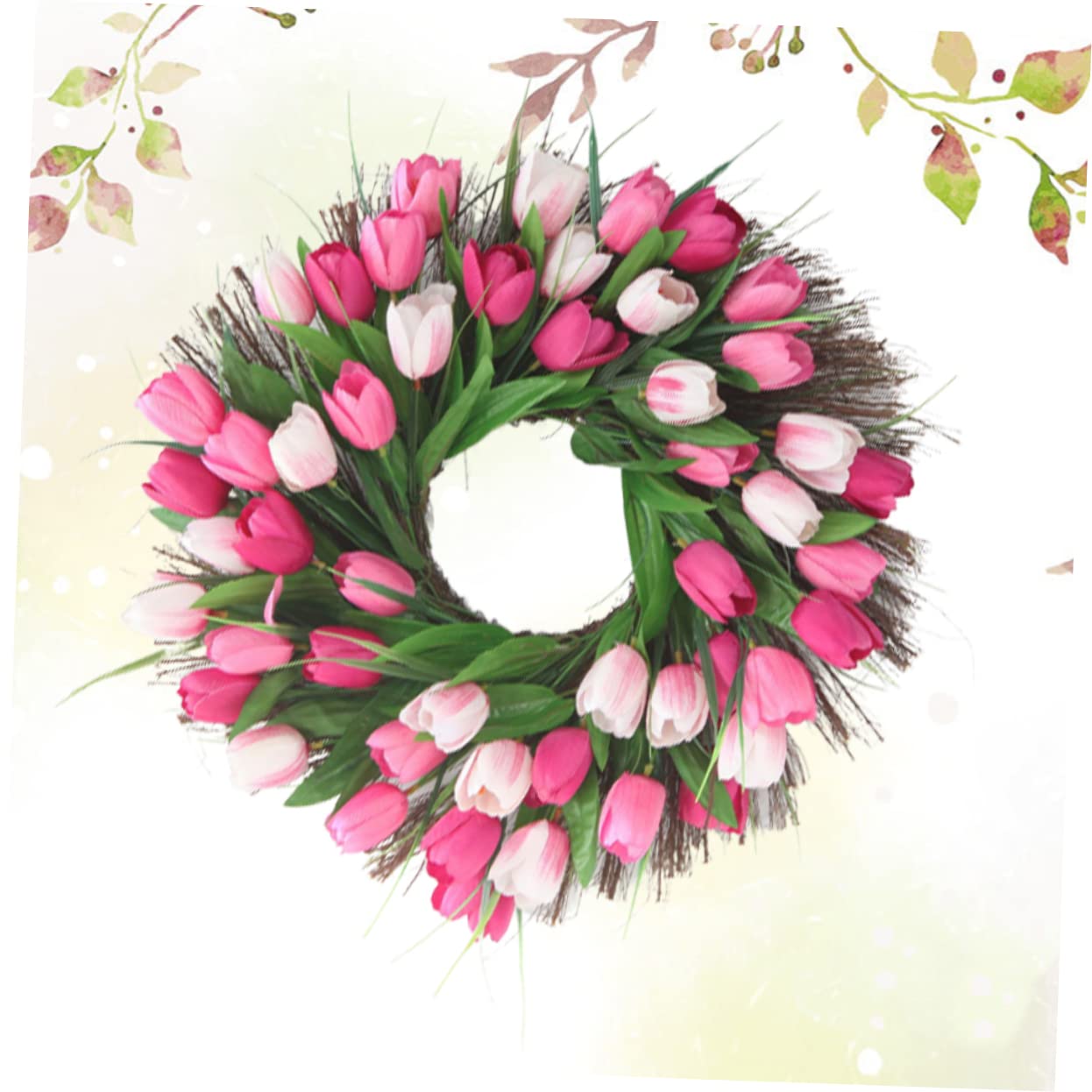 Guirnalda de Tulipanes Rosa de Tela y Ratán Sintético para Boda