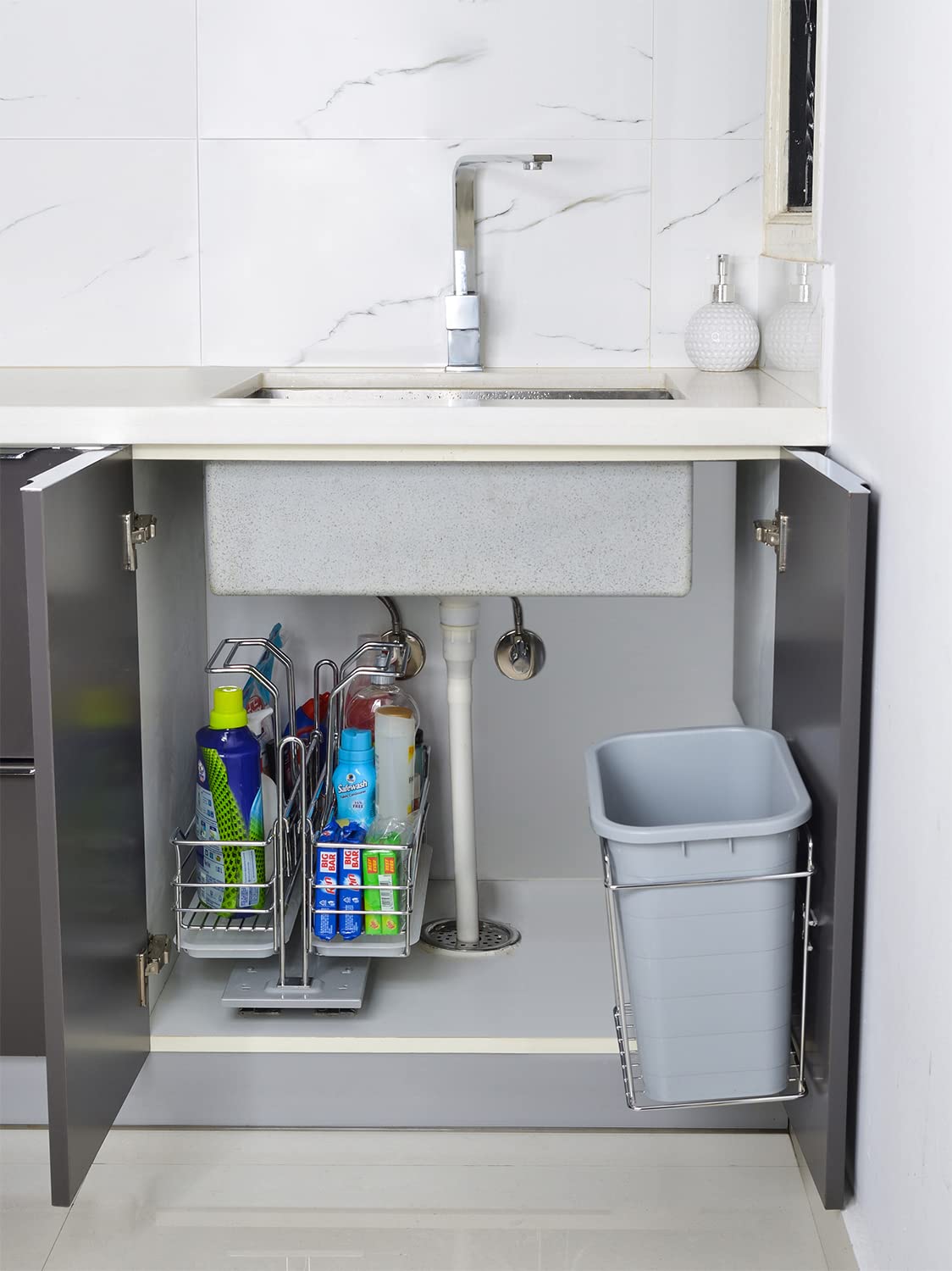 Everline Dustbin with Bin Holder (Bucket) 12 Liters Stainless Steel