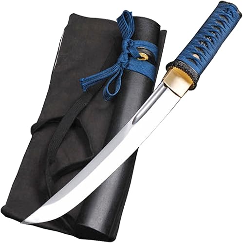 Miniatura 3 de Katana corta de espiga completa de acero al carbono Samurai japonés Tanto de acero al carbono