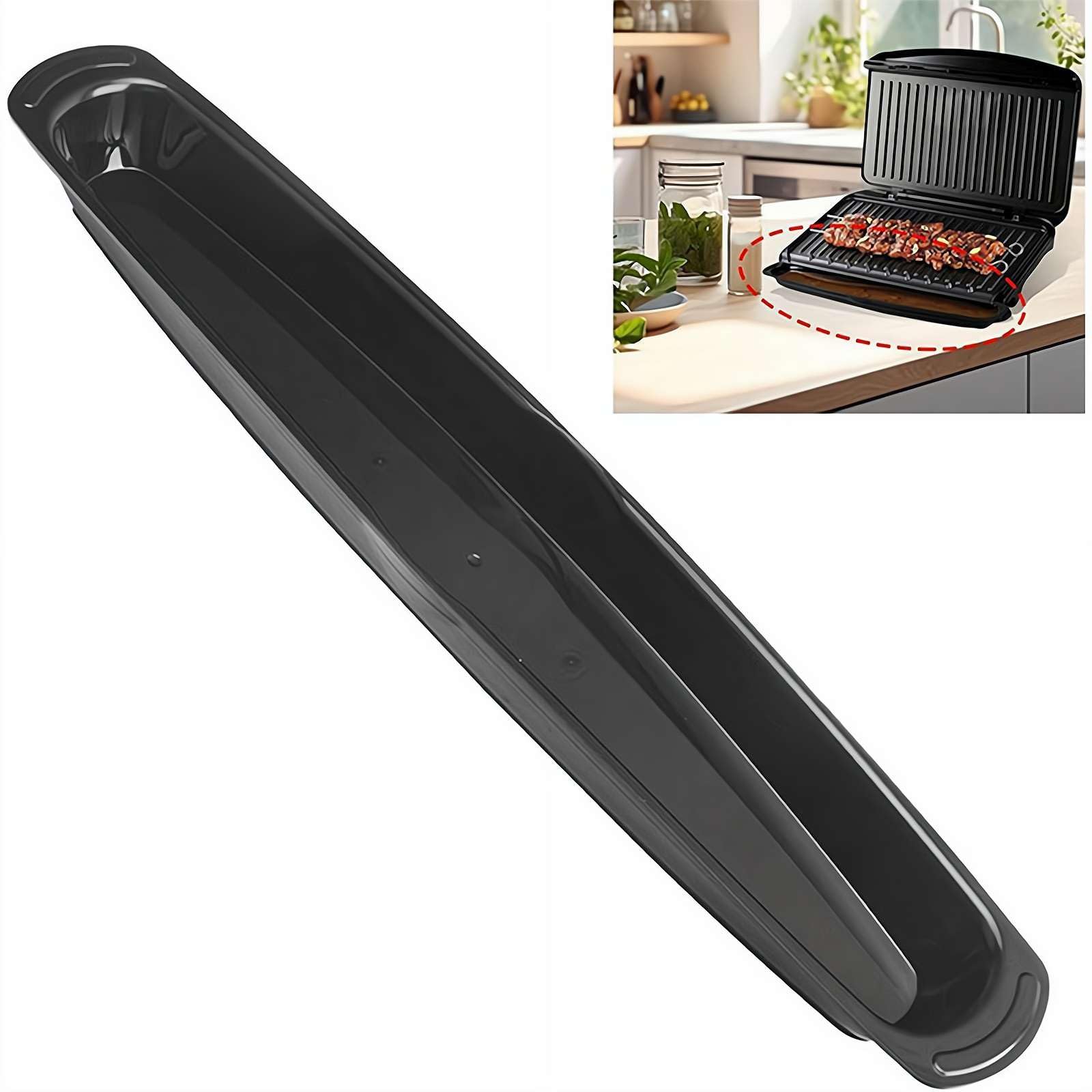 13.3" Grill Oil Grease Catcher Drip Tray Pan for George & Most Foreman Grills To Catch Grease, Fat & Oil, High-Temperature Resistant and Easy to Clean, Black