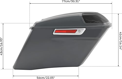 Miniatura 2 de TCT-MOTORPARTS Alforjas rígidas extendidas de 4 pulgadas, color gris, aptas para Harley CVO Touring modelos FLT, FLHT, FLHTCU, FLHRC, Road King,
