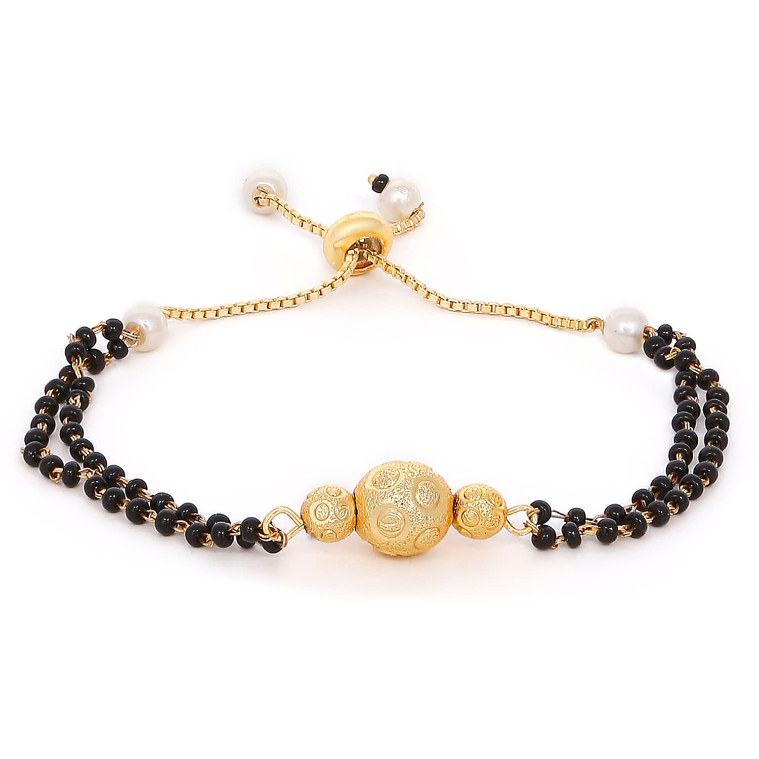 Mahi Dual Chain Round Balls Mangalsutra Bracelet with Beads for Women (BR1100807G) (B09ZPJJ9DW) Amazon Price History, Amazon Price Tracker