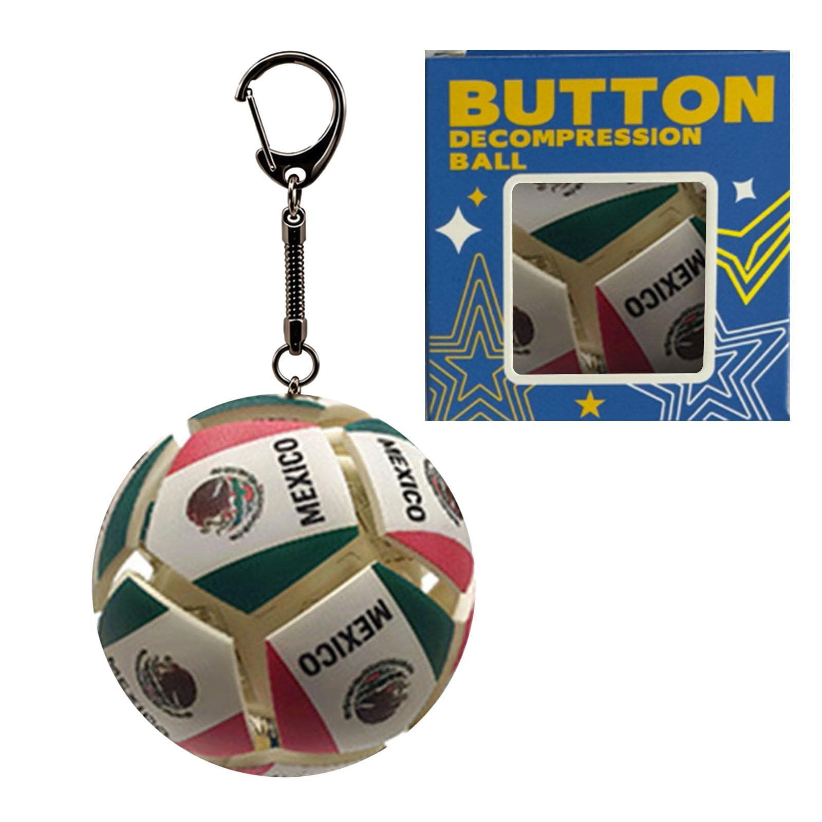 2026 Interactive Light & Sound Soccer Ball Fidget Keychain, Country Flag Printed Stress Relief Football Toy, Press-Activated Anti-Anxiety Toy for Office, School and Travel