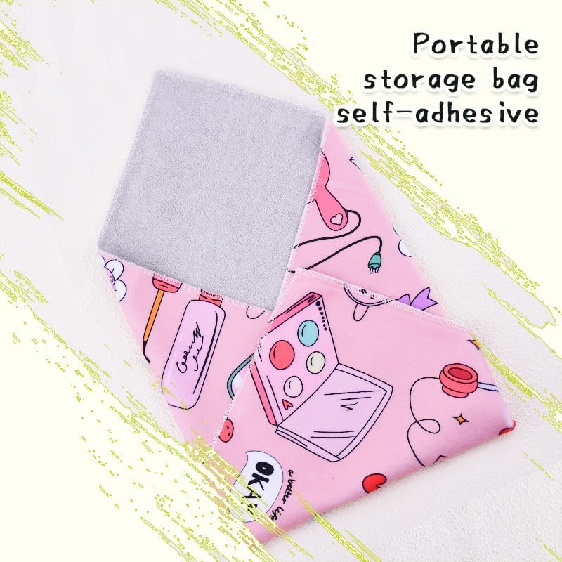 yaozeio Self Adhesive Magic Cloth Pouch for Women Reusable Protective Makeup bag for Men Travel Gifts for Father Brother Camera Lens Wrap Portable Organizer Bag for Girl Boy Cosmetic Bag image 5